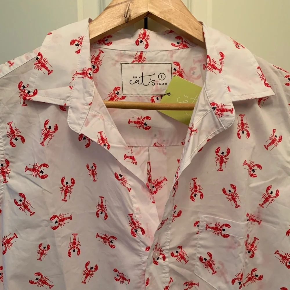 The Cat’s Pajamas Mister Lobster Luxe Pima Sleeveless Nightshirt Size L NEW - Picture 1 of 16